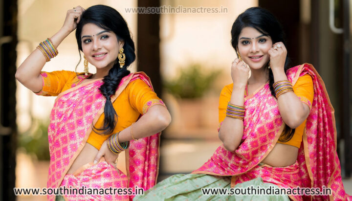 Pavithra Lakshmi in half saree stills HD