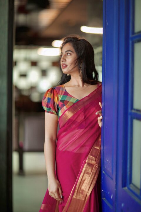 Srushti Dange in silk saree photos