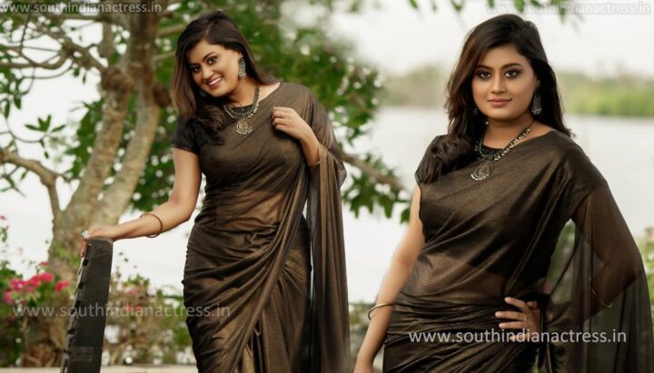 Ansiba Hassan in black saree photos