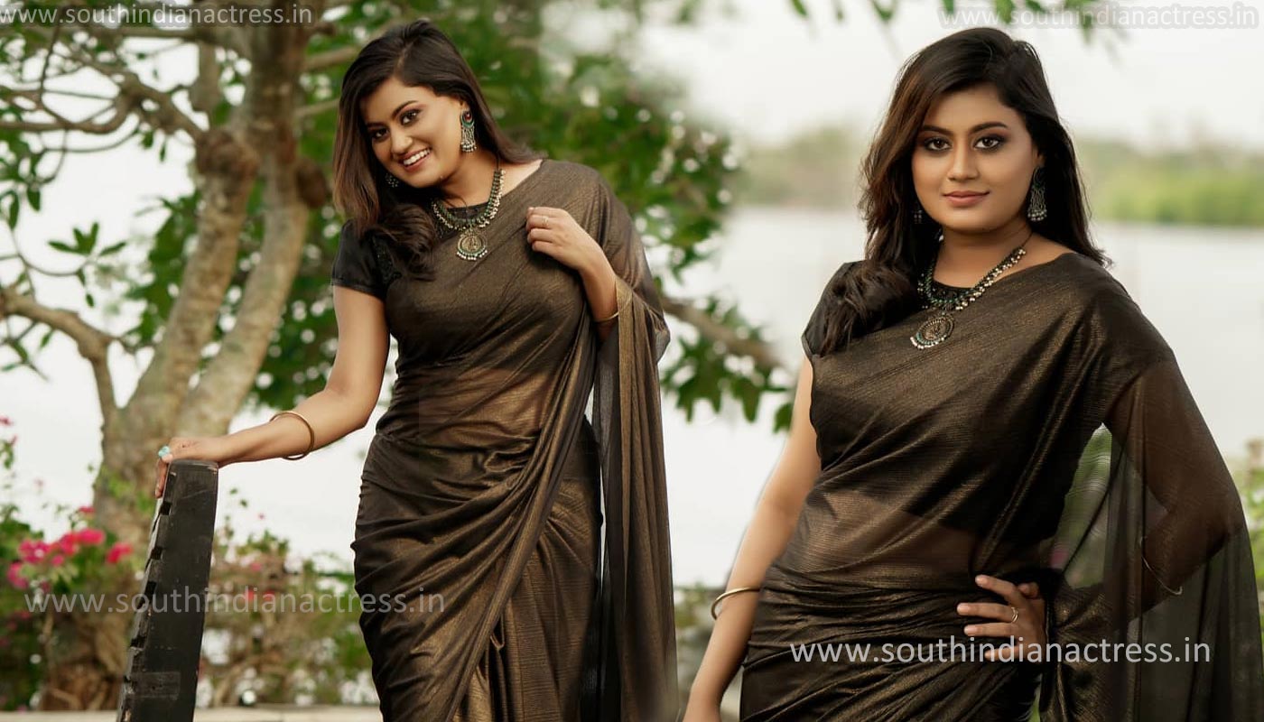 Ansiba Hassan in black saree photos