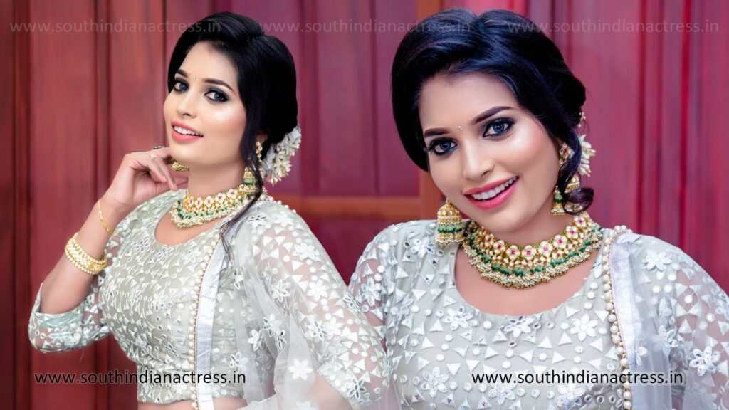 Chandrika Revathi in pastel grey lehenga photos