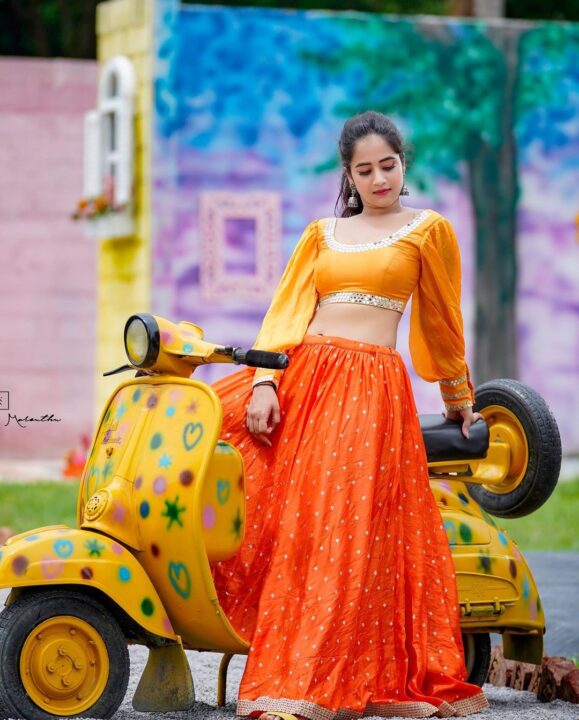 Deepthi Sunaina in bridal lehenga photos