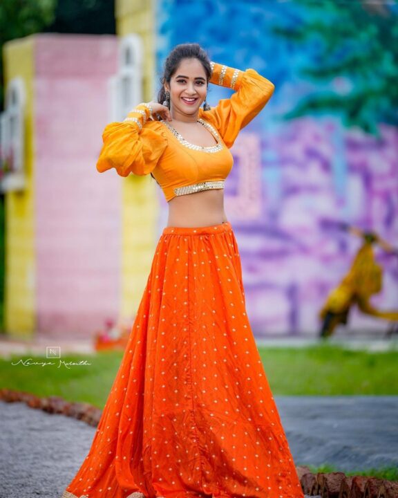 Deepthi Sunaina in bridal lehenga photos