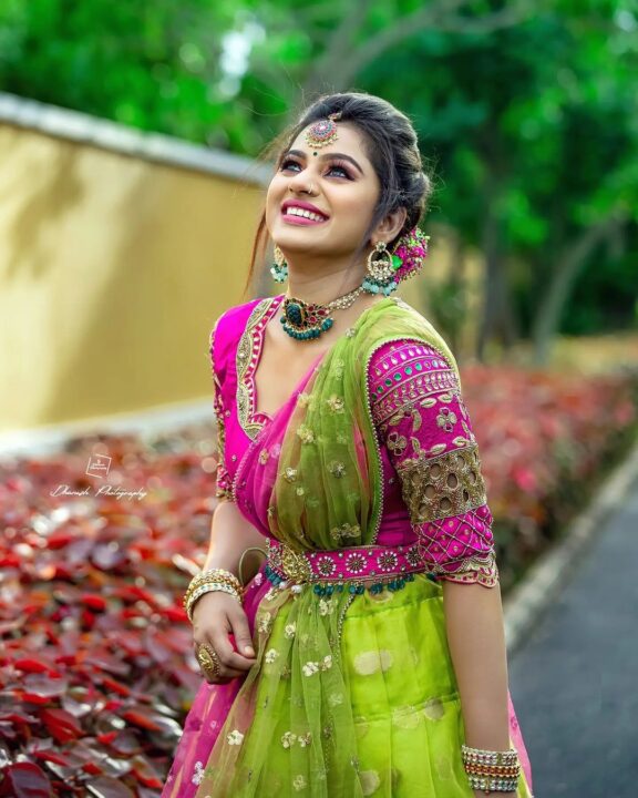 Delna Davis in Kanchipuram silk lehenga photos