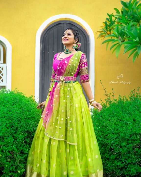 Delna Davis in Kanchipuram silk lehenga photos