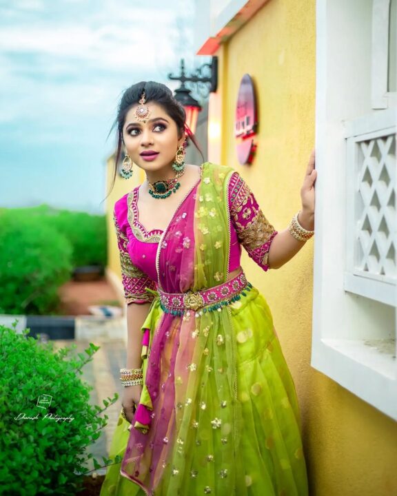 Delna Davis in Kanchipuram silk lehenga photos