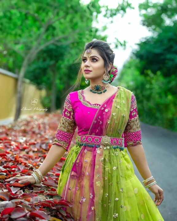 Delna Davis in Kanchipuram silk lehenga photos