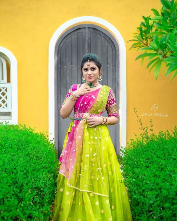 Delna Davis in Kanchipuram silk lehenga photos