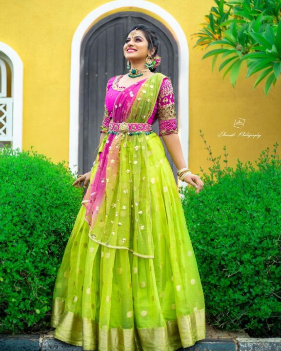 Delna Davis in Kanchipuram silk lehenga photos