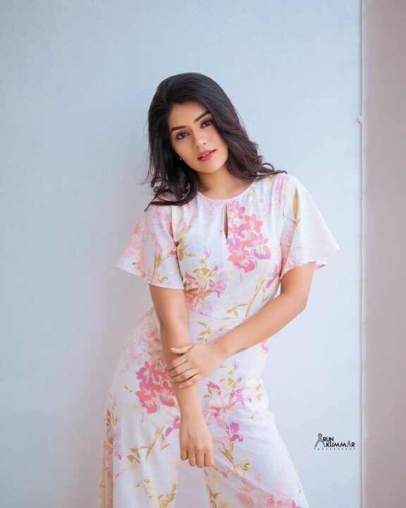 Megha Shetty in floral jumpsuit photos