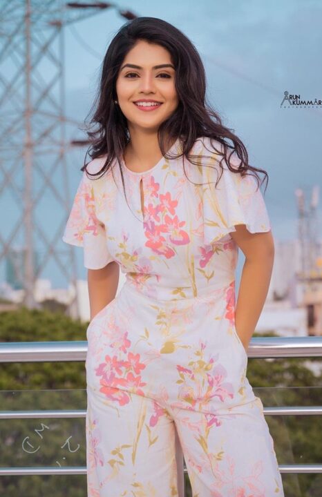 Megha Shetty in floral jumpsuit photos