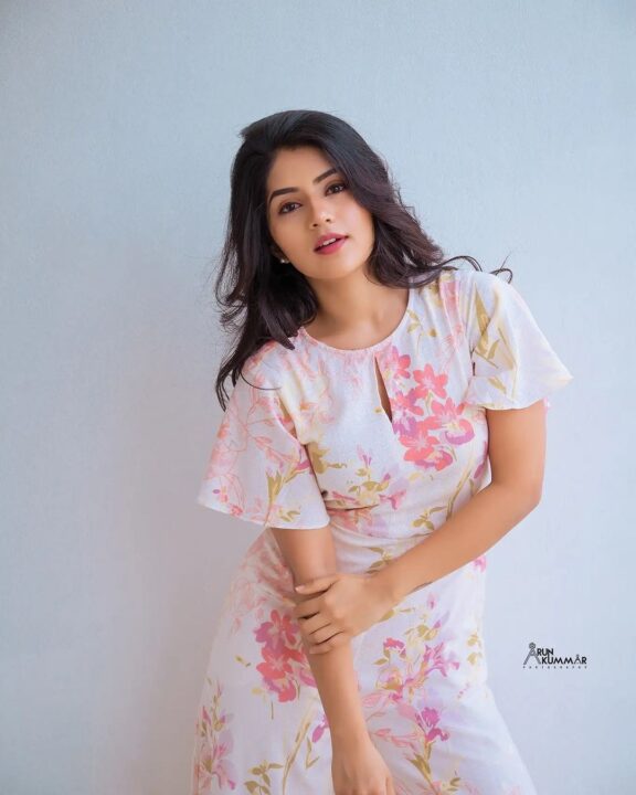 Megha Shetty in floral jumpsuit photos