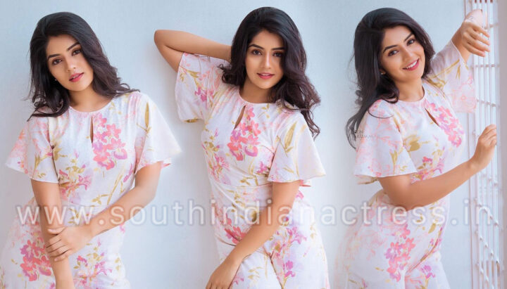 Megha Shetty in floral jumpsuit photos