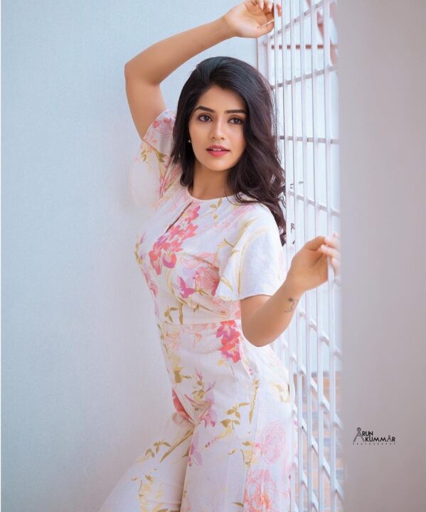 Megha Shetty in floral jumpsuit photos