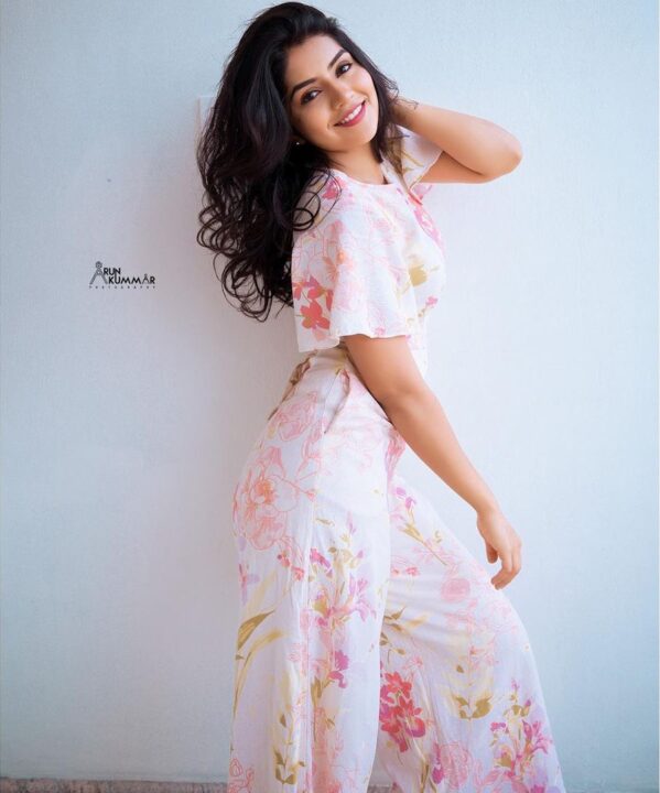 Megha Shetty in floral jumpsuit photos