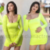 Reeshma Nanaiah in Neon Green Bodycon Dress
