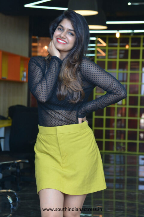 Sanjana Anand in Black Net Top and green Skirt