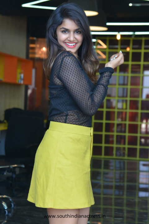 Sanjana Anand in Black Net Top and green Skirt