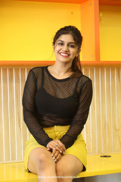 Sanjana Anand in Black Net Top and green Skirt