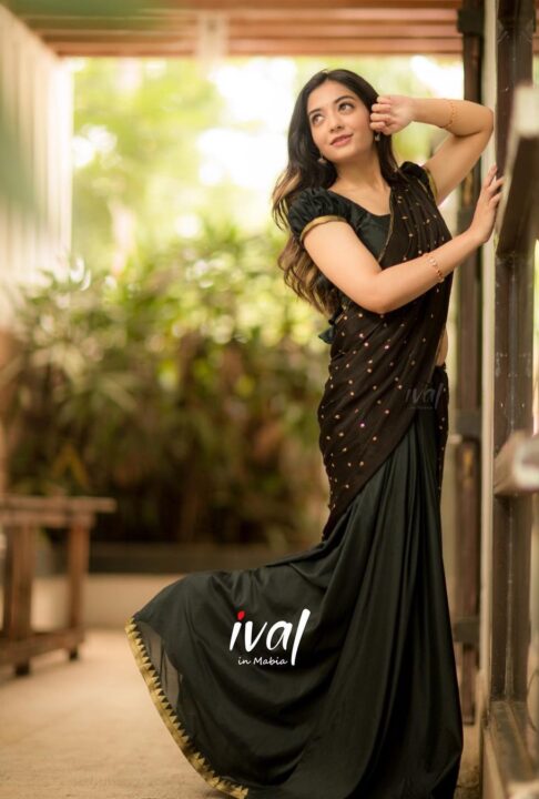 Athmika Sumithran in black half saree photos