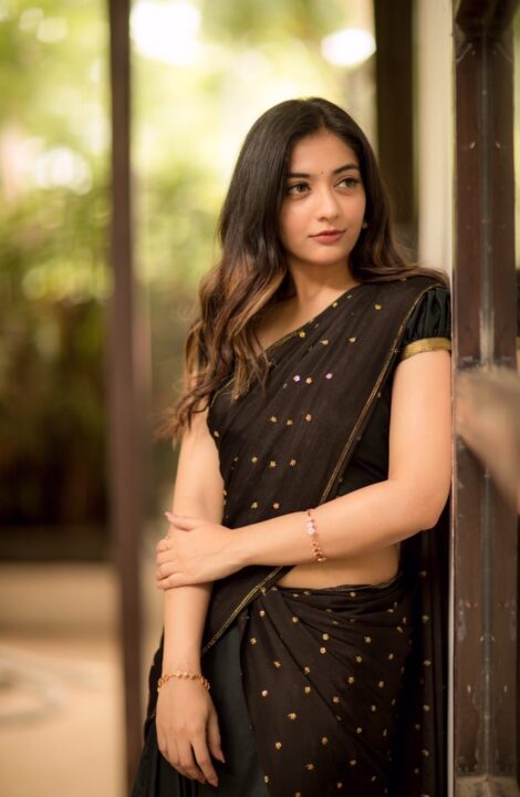 Athmika Sumithran in black half saree photos