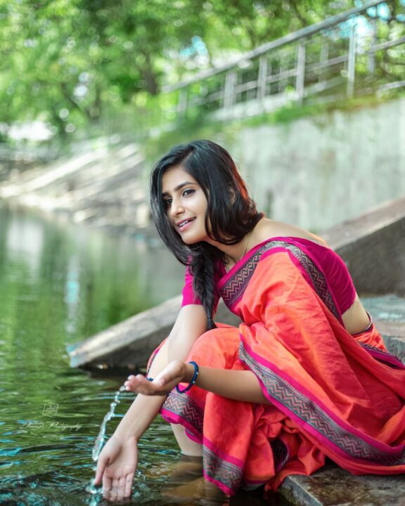 Vaishu Sundar in Chettinad cotton saree photos