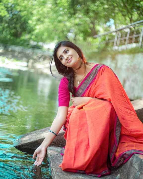 Vaishu Sundar in Chettinad cotton saree photos