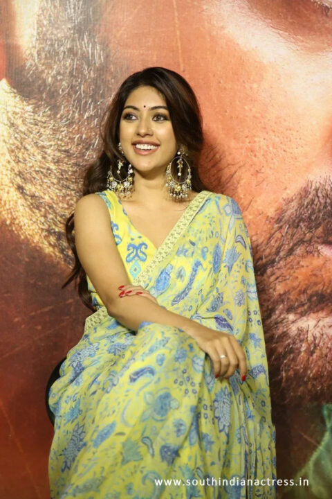 Anu Emmanuel in saree stills at Maha Samudram Movie Trailer Launch