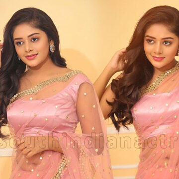 Deepa Umapathy in transparent pink saree photos