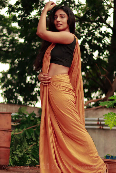 Bommu Lakshmi in orange cotton saree photos