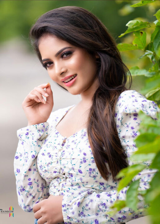 Kruthika Rao in floral top and jeans photos