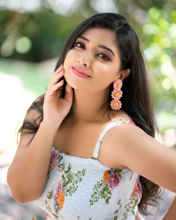 Priyanka Thimmesh in floral Maxi dress photos