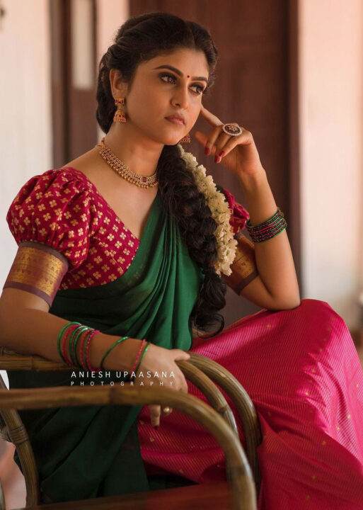 Malayalam actress Rasna Pavithran in half saree