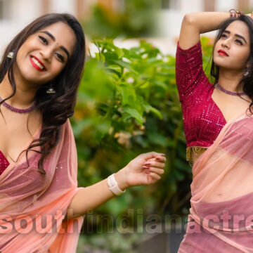 Deepthi Sunaina in half saree photoshoot stills