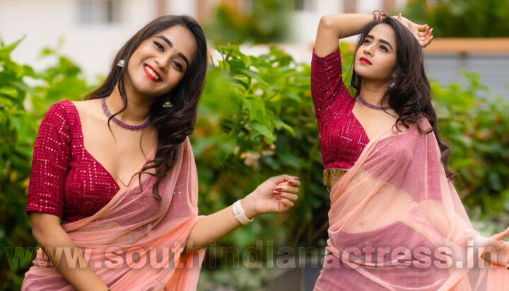 Deepthi Sunaina in half saree photoshoot stills