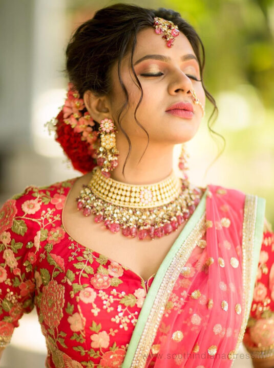 Delna Davis in pink lehenga photos