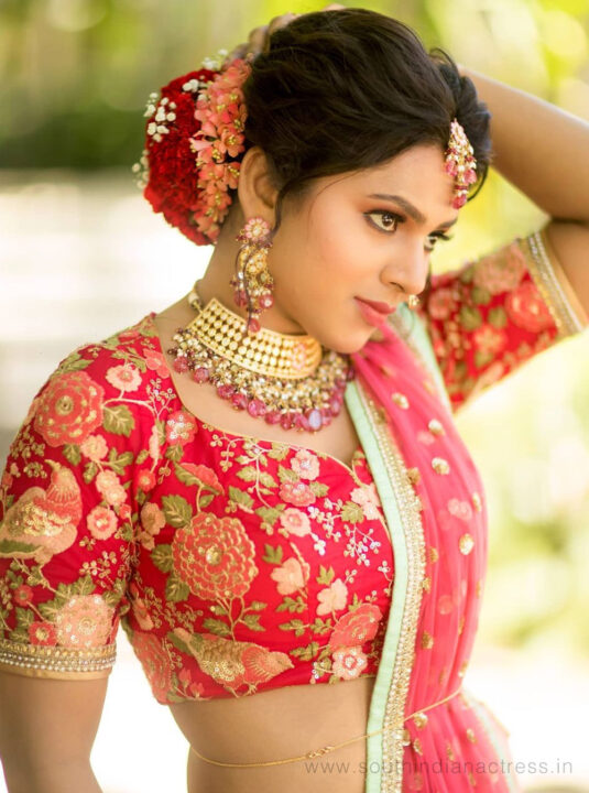 Delna Davis in pink lehenga photos