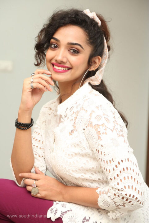 Pushpaka Vimanam actress Saanve Megghana at press meet