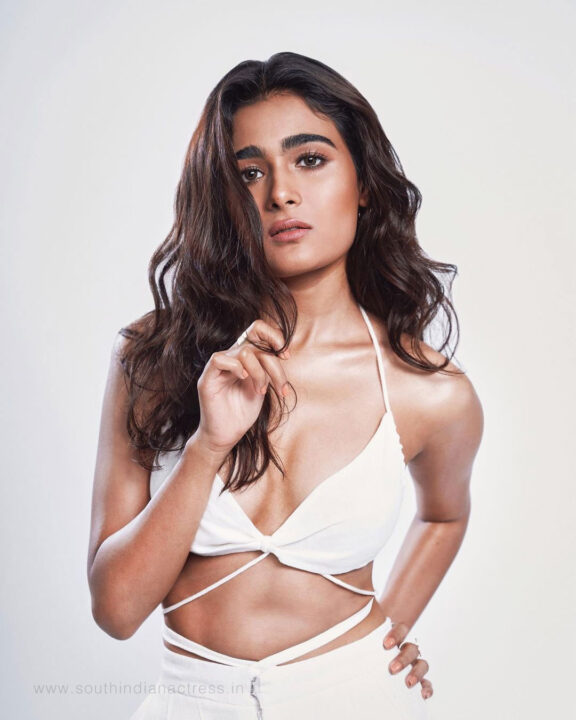 Shalini Pandey in pale white blouse paired with semi bootcut pants from THOUGHTS INTO THINGS