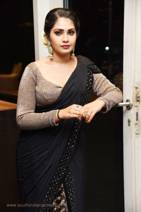 Varsha Viswanath in saree photos at 11:11 Movie First Look Launch