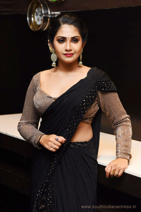 Varsha Viswanath in saree photos at 11:11 Movie First Look Launch