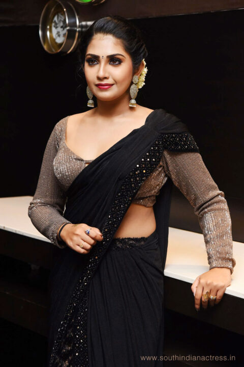 Varsha Viswanath in saree photos at 11:11 Movie First Look Launch