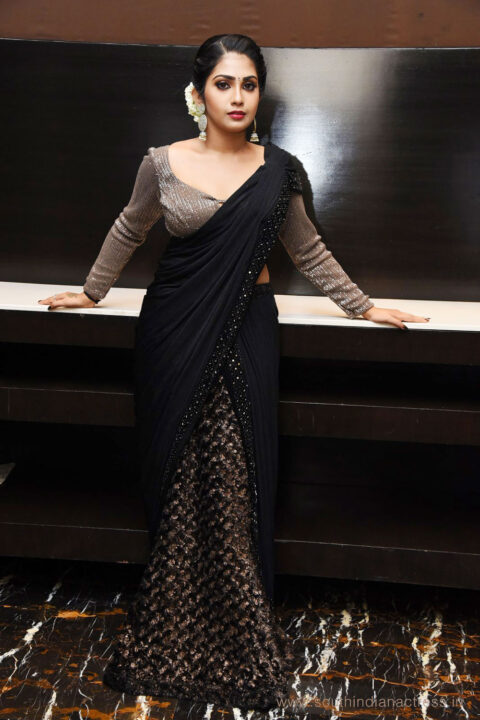 Varsha Viswanath in saree photos at 11:11 Movie First Look Launch