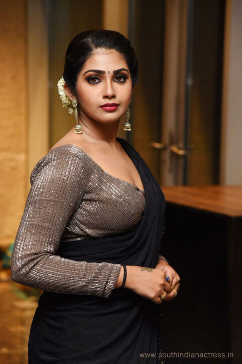 Varsha Viswanath in saree photos at 11:11 Movie First Look Launch