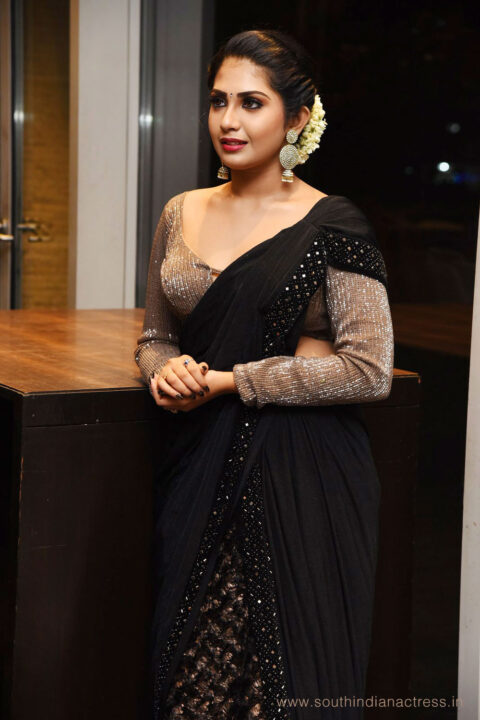 Varsha Viswanath in saree photos at 11:11 Movie First Look Launch