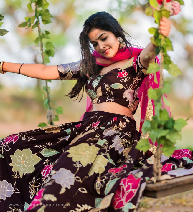 Divi Vadthya in floral dress photoshoot stills