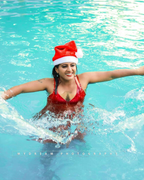Jeeva Nambiar sizzling santa girl for Christmas 2021 photoshoot