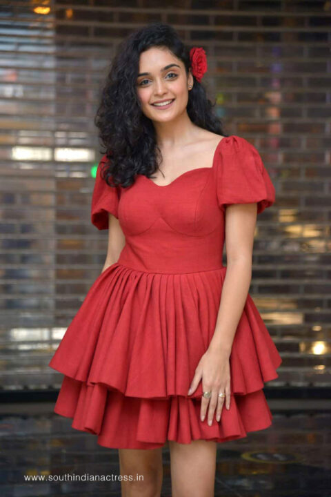 Kashish Khan in red short dress photos