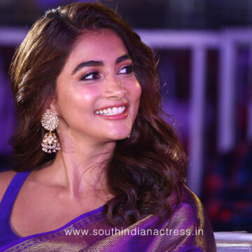 Pooja Hegde in saree stills at Radhe Shyam pre release