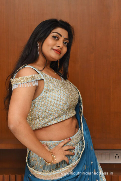 Sowmya Janu glam stills in lehenga